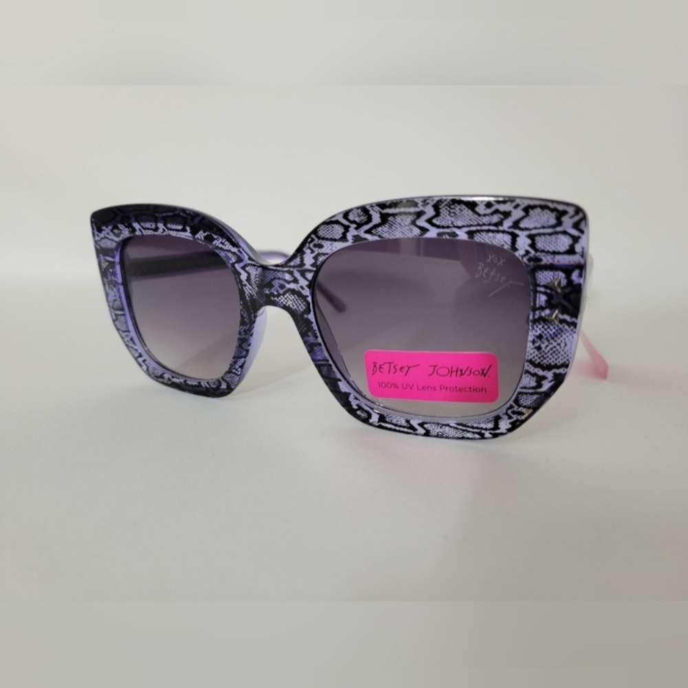 Betsey Johnson Black and Purple Snake Print Sunglasses
